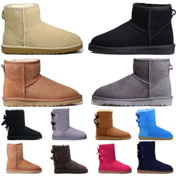 Botas de nieve Diseñador Mujer Plataforma de piel Damas Real Piel de oveja Lana Zapatos cálidos de corte bajo Hombre e invierno Corto Super Mini para hombre para mujer Tasmans Zapatos de alta calidad