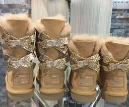 Bottes de neige en coton pour femmes, chaussures à Tube central, à la mode, avec perceuse à nœud papillon, raquettes chaudes, expédition Dorp, nouvelles chaussures, 145
