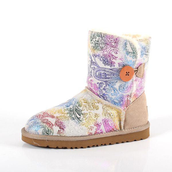 Botas de nieve de lana para mantener los zapatos calientes Zapatillas de deporte de diseño Hombres Mujeres Granate Color arena Rojo Rosa Azul púrpura Estampado de leopardo Zapato de felpa G580-3 tamaño 35-45 agradable qu