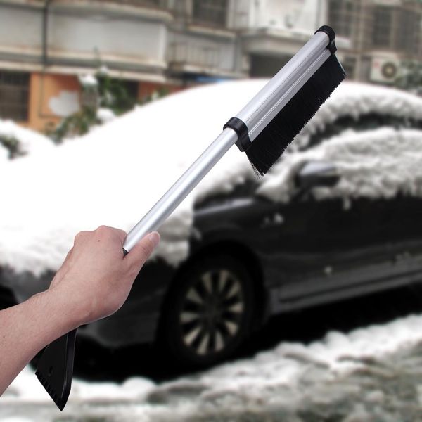 Cepillo para nieve, raspador de hielo, parabrisas de coche, pala de hielo Sonw, pala, pala, ventana de vehículo, removedor de polvo de nieve extensible de aluminioWCW773