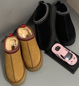 Botas de diseño clásicas para la nieve Tazz Australian Mini Tasman Slipper Platform Mulas mullidas Invierno cálido Mitad para mujer Botines de piel Botines de zapatos lujosos Bottes Tamaño 35-40