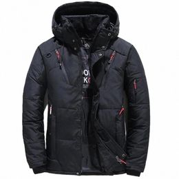 Veste de neige Homme Hiver Rembourrage Puffer Manteau À Capuchon Extérieur Épais Parkas -20 Degrés Blanc Canard Vers Le Bas Vestes Zip Chaud Outwear 4XL B3F0 #