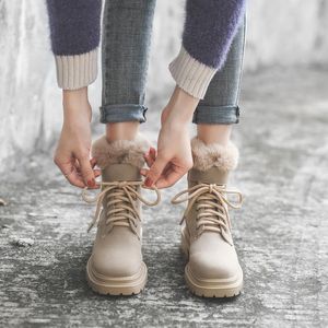 Bottes de neige en cuir à semelles épaisses et douces pour femmes, tube court en peluche, coton chaud épais, 2021, 49181