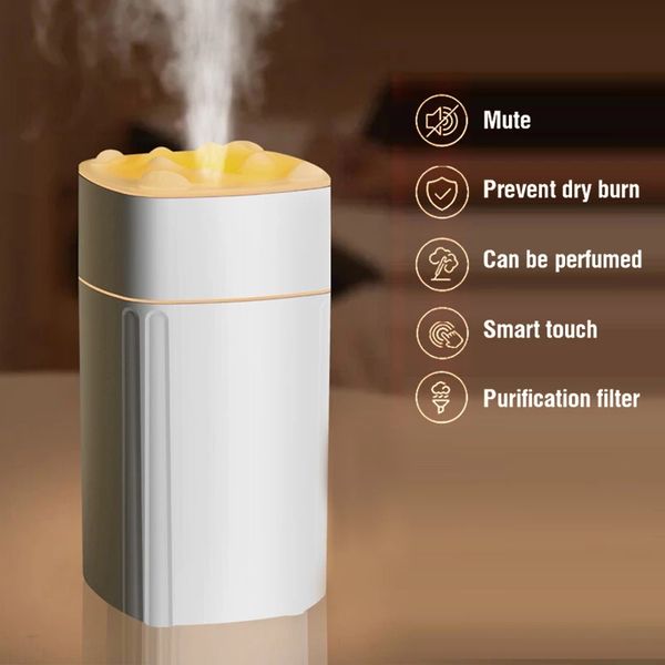 Humidificateur de montagne de neige 350ML, diffuseur d'air ultrasonique USB, lumière apaisante, aromathérapie, humidificateur pour la maison