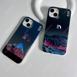 Snow Mountain Pattern Letter Logo iPhone Case pour Apple 15 Promax 11 12 13 14 Pro Max Plus Designer Luxury Summer IMD Fall Protection Case Wholesale 074