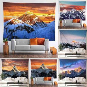 Neige montagne coucher de soleil tapis maison salon chambre décor plage Table Yoga tapis tenture murale Decoraiton J220804