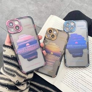 Snow Mountain Sunset Phone Cases voor iPhone 14 prachtige zonsopgangscamerabescherming Transparante TPU -schokbestendige shell iPhone14 13 12 11 Plus Pro Max Fashion Cover
