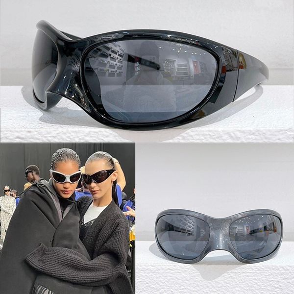 Snow Übergroße Goggle-Sonnenbrille für Damen, Cat-Eye-Sonnenbrille, Catwalk-Look, Designer-Sonnenbrille für Damen, UV-Schutz, eingespritztes Nylon, Winterbrille 0252 mit Boxetui