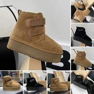 Chaussures de neige bottes à plateforme hiver classique mini cheville courte dame filles femmes chaussons australiens rose clair marron bleu marine beige chaussure d'extérieur de Noël