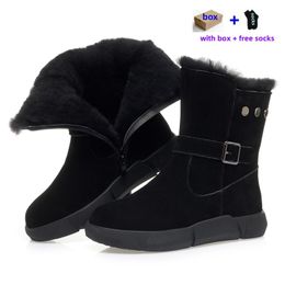 Snow Winter Outdoor Taille de grandes bottes de créateur Boot Fourn Fourn Fourn Fluffy Cuir Couber Chauffes Black Girls Chaussures avec chaussures en laine Chaussure de créateur 183 ies