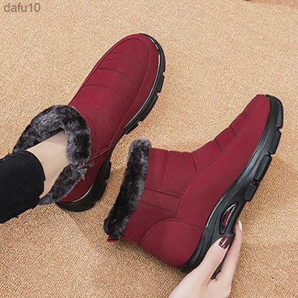 Botas de nieve para Mujer, zapatos suaves para Mujer, Botas de plataforma con cremallera para Mujer, botines de felpa, zapatos de invierno Punk impermeables, Botas para Mujer L230704