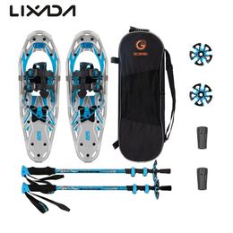 Fijaciones de snowboard Juego de raquetas de nieve ligeras Zapatos para caminar en el campo de nieve al aire libre Aleación de aluminio Antideslizante Zapatos de senderismo de montaña ajustables 231010