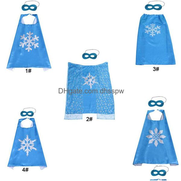 Costumes de faux neige Cape avec masque princesse habiller enfants 3-10 ans Double couche enfants Capes fête d'anniversaire faveurs de Noël