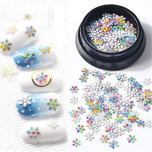 Snowflak Stickers Decals Nail Sequins Christmas 3D Nail Art Slice White Colorful Ultrathin Snowflower Metallic Flakes Manicure Tools