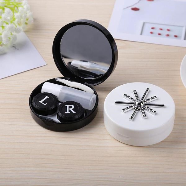 Snowflake Contact Lens Case avec miroir Portable Portable Stockage Infirmière Liquide Bouteille de bouteille Conteneur Kit de voyage Lentilles Lunettes Accessoires