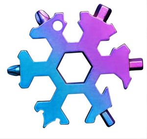 Party Favor 18 en 1 Clé Flocon De Neige Multitool Ouvre-Bouteilles Multi Porte-clés Vélo Fix Outil De Noël Flocon De Neige Cadeau