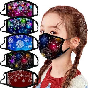 Masques lavables à motif de flocon de neige, en tissu de coton pour enfants et adultes, respirant, anti-poussière et coupe-vent