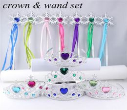 Sneeuwvlok lint toverstokken kroon 2pc set fee toverstaf meisje kerstfeest sneeuwvlok edelsteen stokken toverstokjes hoofdband prinses kroon tiar6268354