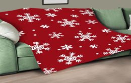 Flocon de neige jeter couverture polaire doux chaud hiver rouge couvertures noël cadeau de noël en peluche couvre-lits pour lits canapé voiture Cover5651373