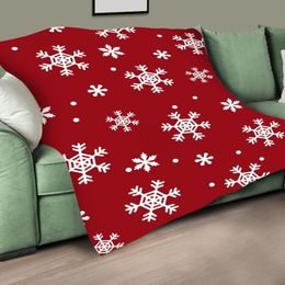 Sneeuwvlok Gooi Deken Fleece Zachte Warme Winter Rode Dekens Kerstcadeau Pluche Spreien Voor Bedden Sofa Auto Cover294l