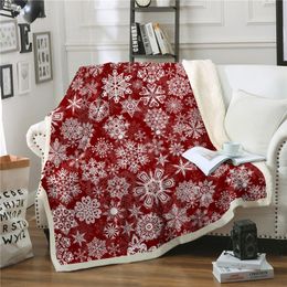 Sneeuwvlok gooi deken sherpa fleece zachte warme winter rode dekens xmas kerstcadeau pluche bedsprei's voor bedden sofa auto cover 2011121212