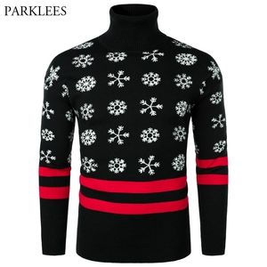 Flocon de neige Ugly Pull de Noël à col roulé Hommes Xmas Tricoté Pull Chandails Xmas Adult Holiday Pull Pull Noel Homme 210522