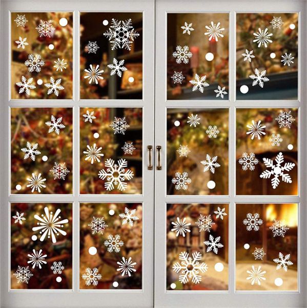Pegatinas de copo de nieve para ventana, pegatina electrostática de Navidad, decoración de cristal extraíble, vacaciones de invierno, decoración de nieve de Año Nuevo
