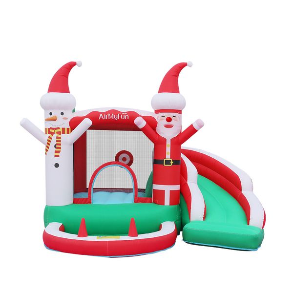 Muñeco de nieve Casa de rebote inflable Tobogán Inflables Casa de juegos Feliz Navidad Muñeco de nieve y Santa Casa Castillo de salto Niños Juguetes de Navidad Regalos Jumper Niños