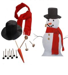 Snowman Kit houten simulatie aankleden kerstdecor accessoires set set kit sneeuwman ogen neus mondknopen sjaal hoed 1019381