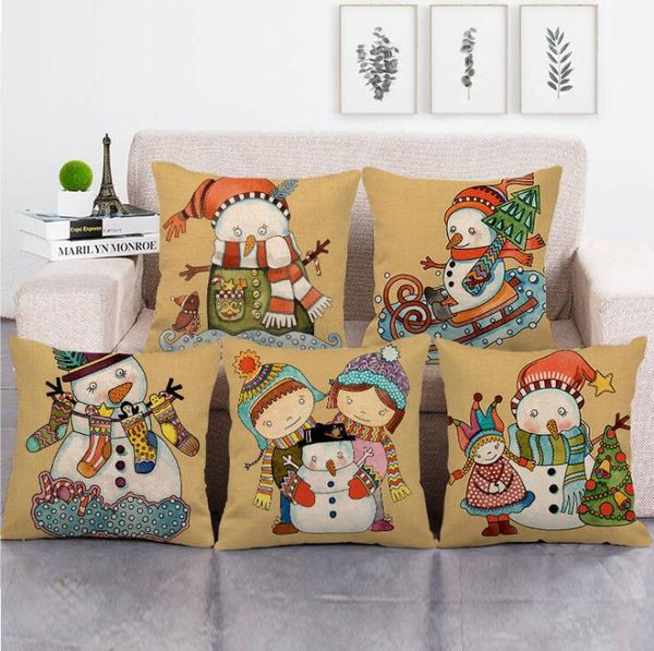 Funda de cojín navideña con diseño de muñeco de nieve, funda decorativa para cojín para sofá, funda de almohada suave para decoración del hogar