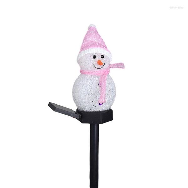 Luzes solares de boneco de neve ao ar livre à prova d'água decoração de Natal luz de estaca de jardim LED decorativa