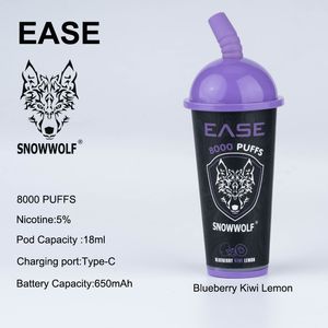 SNOWWOLF EASE 8000 Bladerdeeg puffbars Wegwerpvape-pen Originele Vapes Wegwerpbladerdeeg 5% E-sigaret 650 mAh Type-C 15 smaken Oplaadbare mesh-spoel