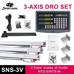 SNS-3V Milling Machine Machine DRO DRO DIGITAL DIREAT Kit AC110V / 220V Affichage et 3 pièces 0-1000 mm Encodeur de déplacement à échelle linéaire