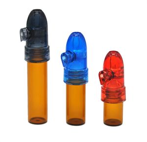Snuff Bullet Box Dispenser Snuffer Outils à main pour fumer 83mm / 68mm / 53mm Hauteur Bouteille en verre acrylique Snorter Rocket Sniffer pour Dabs JL1545