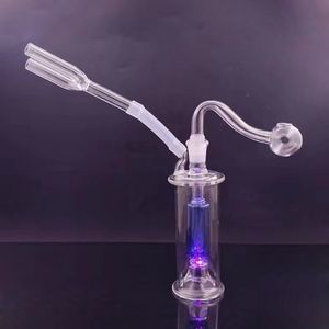 Snuff Snorter Sniffer Verre Brûleur À Huile Bong LED Matrice De Lumière Cage À Oiseaux Tuyaux D'eau En Nid D'abeille Avec 10mm Mâle Épais Pyrex Verre Tuyau De Brûleur À Huile Tube En Silicone Pour Fumer