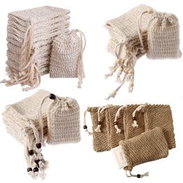 Zeepzak Mesh Net Bar Zeepzakje Natuurlijke Sisal Zeep Saver Bags Mesh voor exfoliërende douchescrubber Schuimende houder voor douche