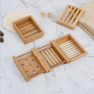 Boîte de savon Bamboo Wood Simple Creative Savaps Japonais Plateau Boîtes de savon artisanal Plats de salle de bain Organisateur de salle de bain Accessoires de salle de bain