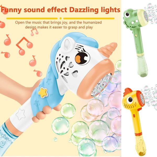 Pistolet à bulles de savon Baguette à bulles électrique Musique automatique et lumière lumineuse Jouets pour enfants Jouets d'extérieur de poche pour filles garçons enfants 240329