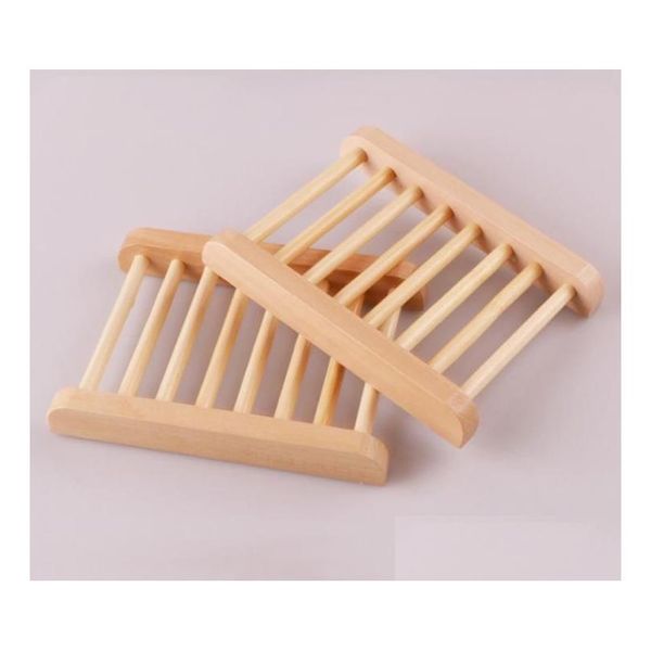 Porte-savons 100pcs plateaux en bambou naturel en gros en bois plat porte-plateau rack plaque boîte conteneur pour bain douche salle de bain SN233 Drop Dhn2T