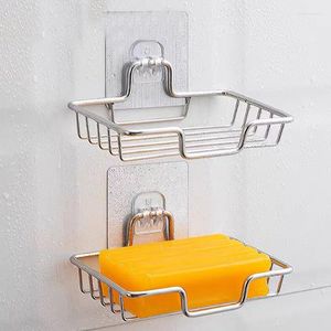 Soap Dishes Bar Dish Holder Bathroom Stainless Steel Rack Wall Mounted Sink Deck Bathtub Shower Scrubber Sponge