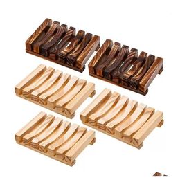 Zeepbakjes Bad Natuurlijk Bamboe Houten Plaat Ladehouder Box Case Douche Handwas Zeephouders Drop Delivery Thuis Tuin Badkamer Dhry6