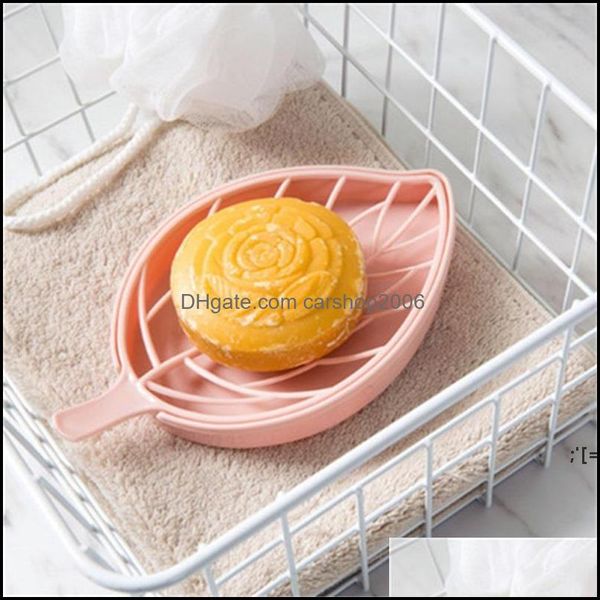 Porte-savons Accessoires De Salle De Bain Bain Maison Jardin Double Couche Boîte En Plastique Feuille Vidange Savons Plat Ménage El Fournitures 10.5X17.3Cm Pad1185