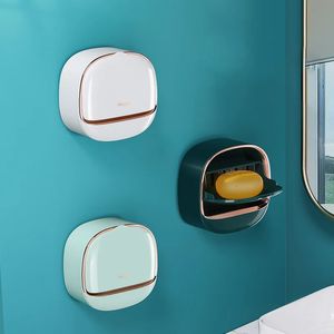 Soap Dishes Bathroom Drain Box Wall Mounted ABS With Lid Waterproof Dish Storage Travel Organizer Case 231031