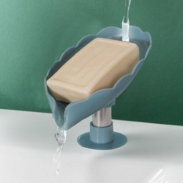 Porte-savon Salle De Bains Feuille De Lotus Boîte Trou Libre Debout Ventouse Drainage Douche Porte-Éponge Plateau De Rangement Rack ContainerSoap