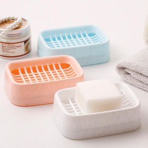 Porte-savon Salle de bain créative avec couvercle Double égouttoir Simple fait à la main Porte-boîte Plateau