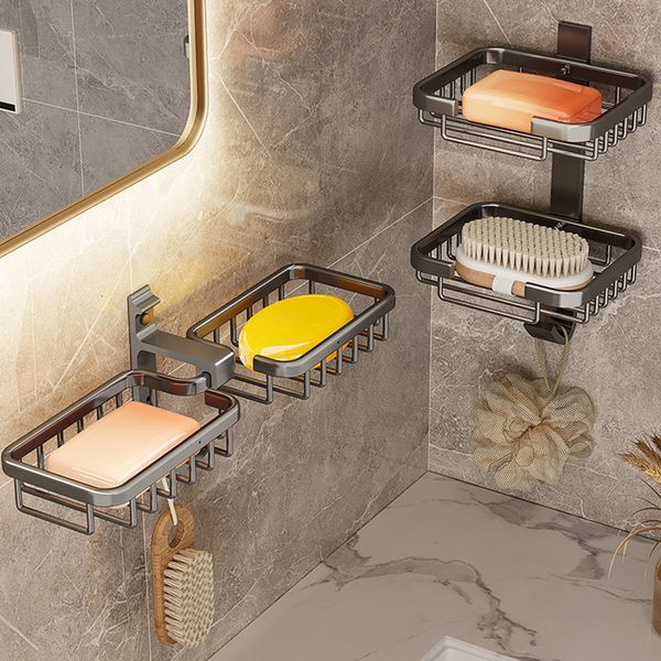 Porte-savons Porte-savon en aluminium Ermo Space sans perçage/perçage porte-savon mural porte-éponge à savon 12 Styles accessoires de salle de bain 230926