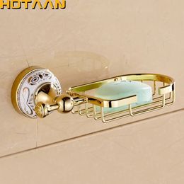 Porte-savons Finition dorée panier à savon mural porte-savon accessoires de salle de bain meubles de salle de bain vanité de toilette YT-10290 231024