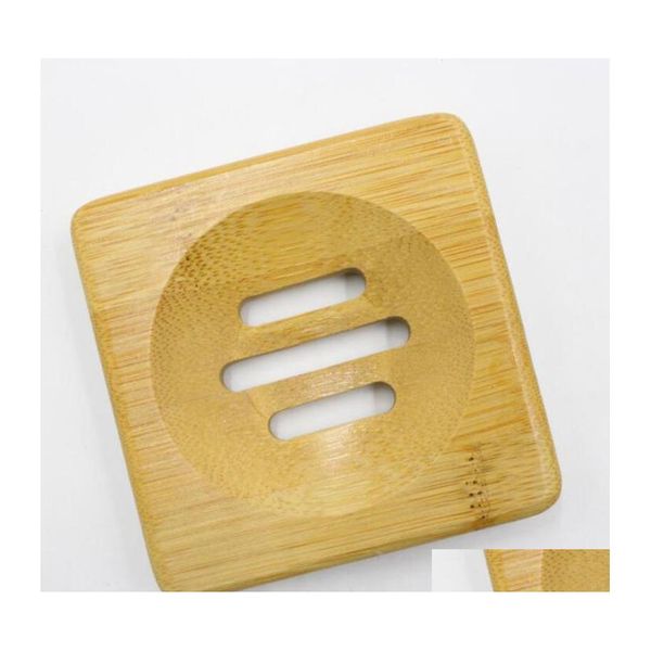 Jaboneras De Bambú Natural Plato De Madera Bandeja De Almacenamiento Estante Placa Caja Contenedor Para Baño Ducha Accesorio De Baño Entrega Directa Dhdoa