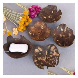 Détroits de savon porte-noix de coco rétro naturel contenant du plateau en bois durable pour salle de bain accessoires de livraison de gouttes