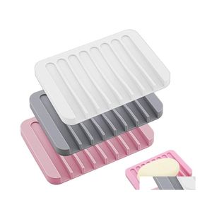 Soap Dishes Nonslip Sile Holder Flexible Soaps Dish Plate Holders Tray Soapbox Container Storage Bathroom Kitchen Accessories Wh0030 Dhv8E